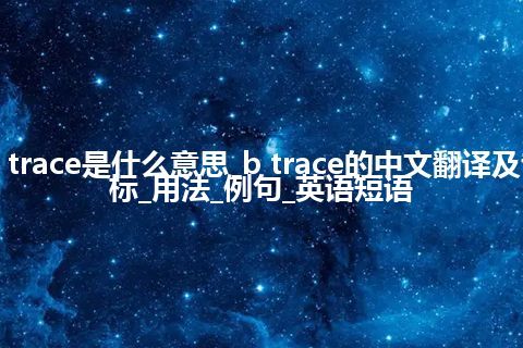 b trace是什么意思_b trace的中文翻译及音标_用法_例句_英语短语