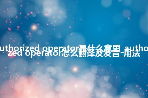 authorized operator是什么意思_authorized operator怎么翻译及发音_用法