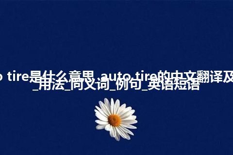 auto tire是什么意思_auto tire的中文翻译及音标_用法_同义词_例句_英语短语