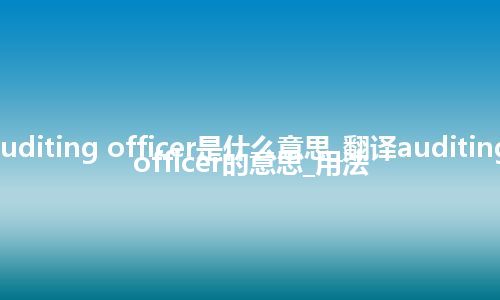 auditing officer是什么意思_翻译auditing officer的意思_用法