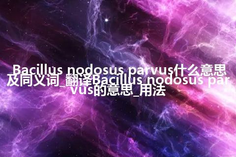 Bacillus nodosus parvus什么意思及同义词_翻译Bacillus nodosus parvus的意思_用法