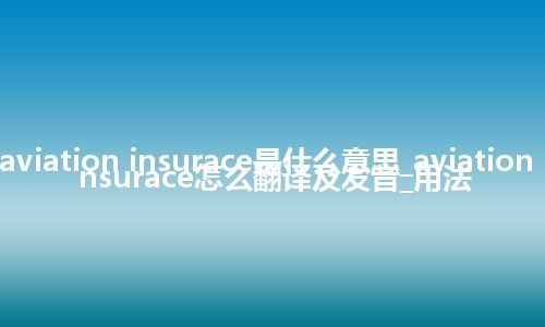 aviation insurace是什么意思_aviation insurace怎么翻译及发音_用法