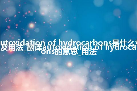 autoxidation of hydrocarbons是什么意思及用法_翻译autoxidation of hydrocarbons的意思_用法