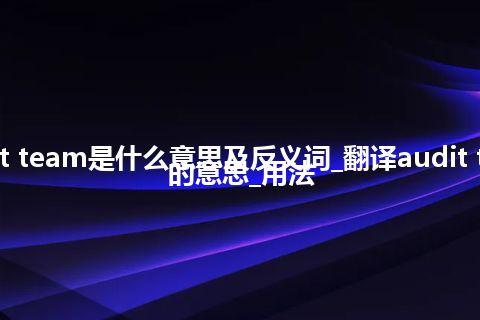 audit team是什么意思及反义词_翻译audit team的意思_用法