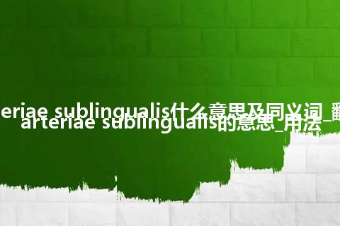 arteriae sublingualis什么意思及同义词_翻译arteriae sublingualis的意思_用法