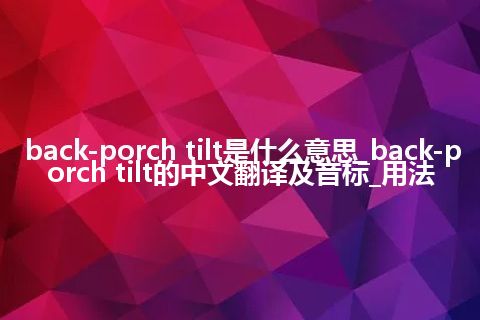 back-porch tilt是什么意思_back-porch tilt的中文翻译及音标_用法