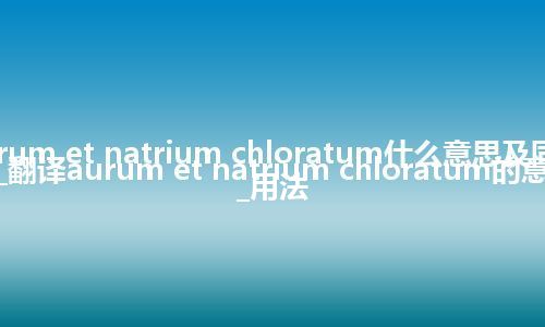 aurum et natrium chloratum什么意思及同义词_翻译aurum et natrium chloratum的意思_用法