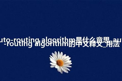 auto-routing algorithm是什么意思_auto-routing algorithm的中文释义_用法