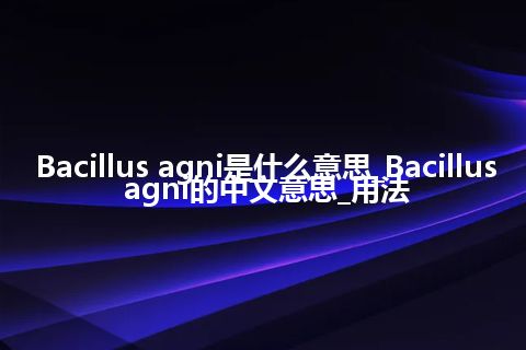 Bacillus agni是什么意思_Bacillus agni的中文意思_用法