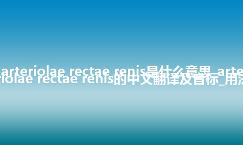 arteriolae rectae renis是什么意思_arteriolae rectae renis的中文翻译及音标_用法