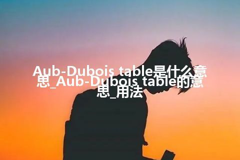 Aub-Dubois table是什么意思_Aub-Dubois table的意思_用法