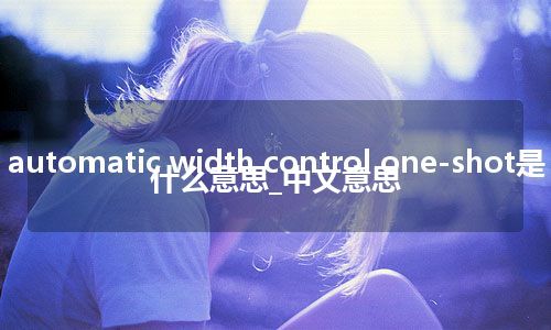 automatic width control one-shot是什么意思_中文意思