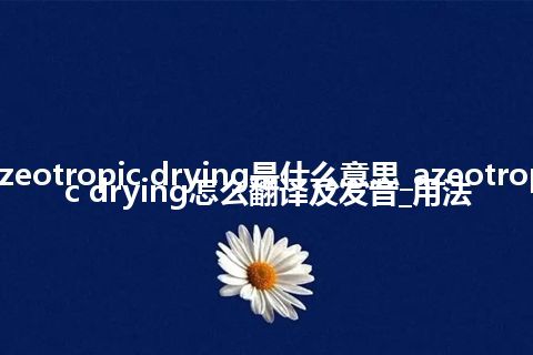 azeotropic drying是什么意思_azeotropic drying怎么翻译及发音_用法