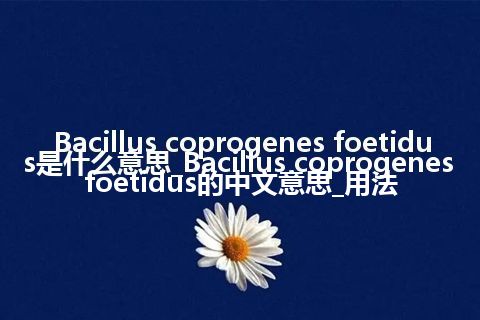 Bacillus coprogenes foetidus是什么意思_Bacillus coprogenes foetidus的中文意思_用法