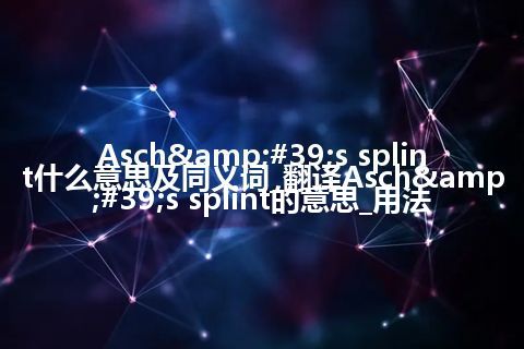 Asch's splint什么意思及同义词_翻译Asch's splint的意思_用法