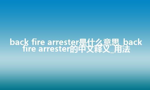 back fire arrester是什么意思_back fire arrester的中文释义_用法