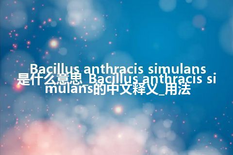 Bacillus anthracis simulans是什么意思_Bacillus anthracis simulans的中文释义_用法