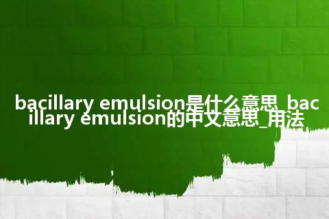 bacillary emulsion是什么意思_bacillary emulsion的中文意思_用法