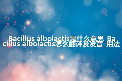 Bacillus albolactis是什么意思_Bacillus albolactis怎么翻译及发音_用法