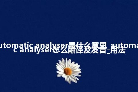 automatic analyser是什么意思_automatic analyser怎么翻译及发音_用法