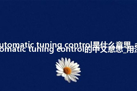 automatic tuning control是什么意思_automatic tuning control的中文意思_用法