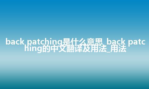 back patching是什么意思_back patching的中文翻译及用法_用法