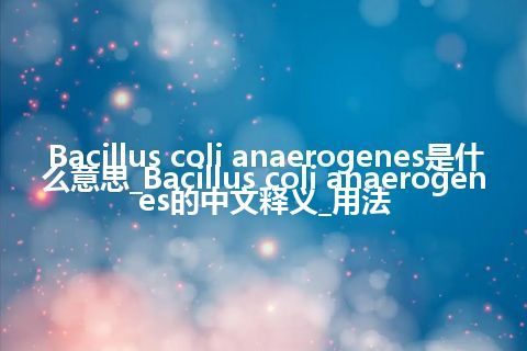 Bacillus coli anaerogenes是什么意思_Bacillus coli anaerogenes的中文释义_用法