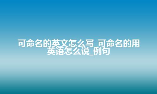 可命名的英文怎么写_可命名的用英语怎么说_例句