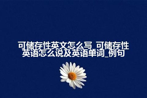 可储存性英文怎么写_可储存性英语怎么说及英语单词_例句