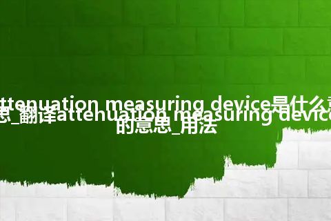 attenuation measuring device是什么意思_翻译attenuation measuring device的意思_用法