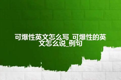 可爆性英文怎么写_可爆性的英文怎么说_例句