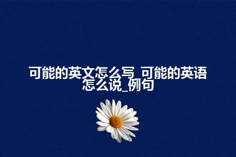 可能的英文怎么写_可能的英语怎么说_例句