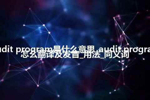 audit program是什么意思_audit program怎么翻译及发音_用法_同义词