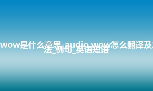 audio wow是什么意思_audio wow怎么翻译及发音_用法_例句_英语短语