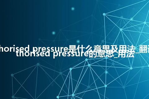 authorised pressure是什么意思及用法_翻译authorised pressure的意思_用法