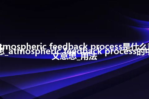 atmospheric feedback process是什么意思_atmospheric feedback process的中文意思_用法