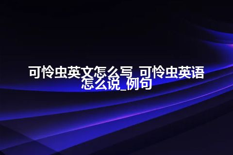 可怜虫英文怎么写_可怜虫英语怎么说_例句