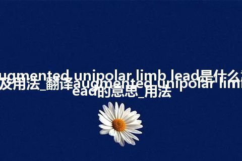 augmented unipolar limb lead是什么意思及用法_翻译augmented unipolar limb lead的意思_用法