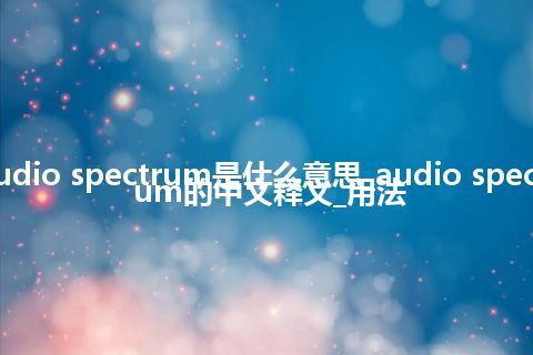 audio spectrum是什么意思_audio spectrum的中文释义_用法