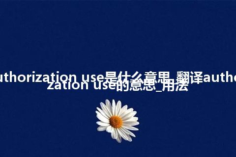 authorization use是什么意思_翻译authorization use的意思_用法