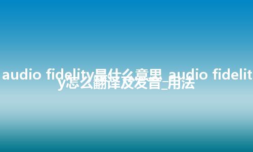 audio fidelity是什么意思_audio fidelity怎么翻译及发音_用法