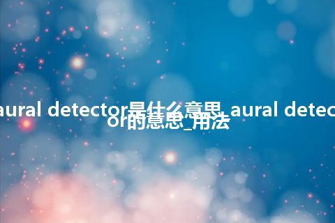 aural detector是什么意思_aural detector的意思_用法