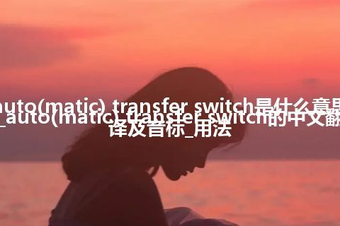 auto(matic) transfer switch是什么意思_auto(matic) transfer switch的中文翻译及音标_用法