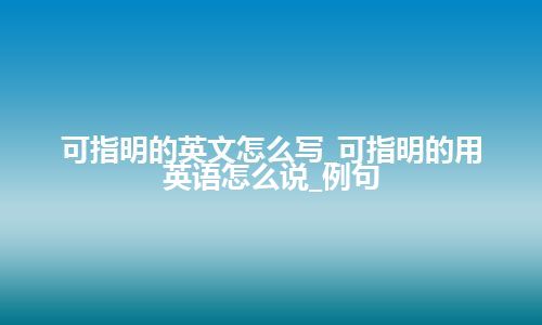 可指明的英文怎么写_可指明的用英语怎么说_例句