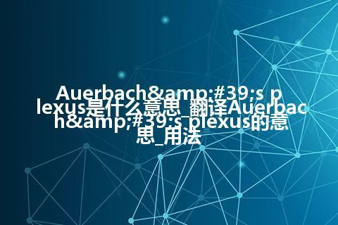 Auerbach's plexus是什么意思_翻译Auerbach's plexus的意思_用法