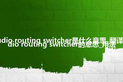 audio routing switcher是什么意思_翻译audio routing switcher的意思_用法