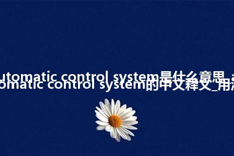 automatic control system是什么意思_automatic control system的中文释义_用法