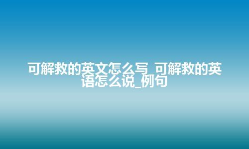 可解救的英文怎么写_可解救的英语怎么说_例句