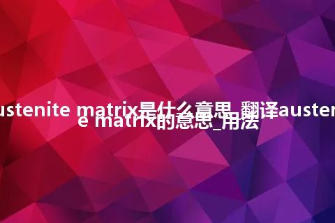 austenite matrix是什么意思_翻译austenite matrix的意思_用法