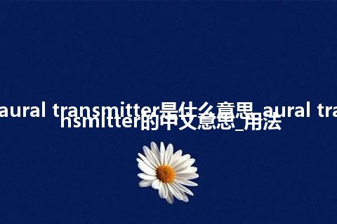 aural transmitter是什么意思_aural transmitter的中文意思_用法